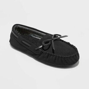 NEW Cat & Jack Boys' Lionel Moccasin Slippers - Black - Size 5